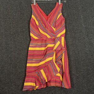 NWT Parker NY Mini Dress Multicolored Striped Women's Size 0 Red Yellow Pink